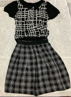 Puff sleeves blous with tweed dress (medium)