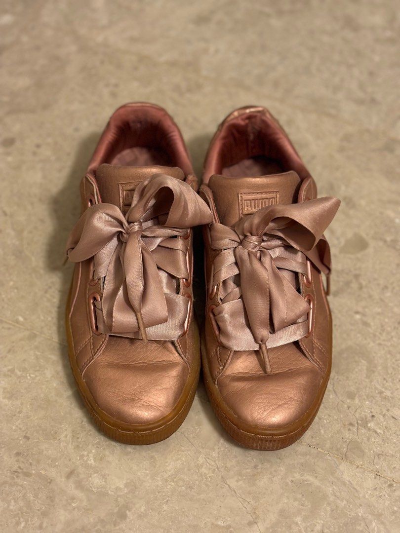 PUMA Basket Heart Sneakers Satin Rose Pink Size UK 5 Women s Fashion Footwear Sneakers on Carousell