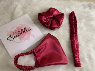 Satin facemask , headband and scrunchie