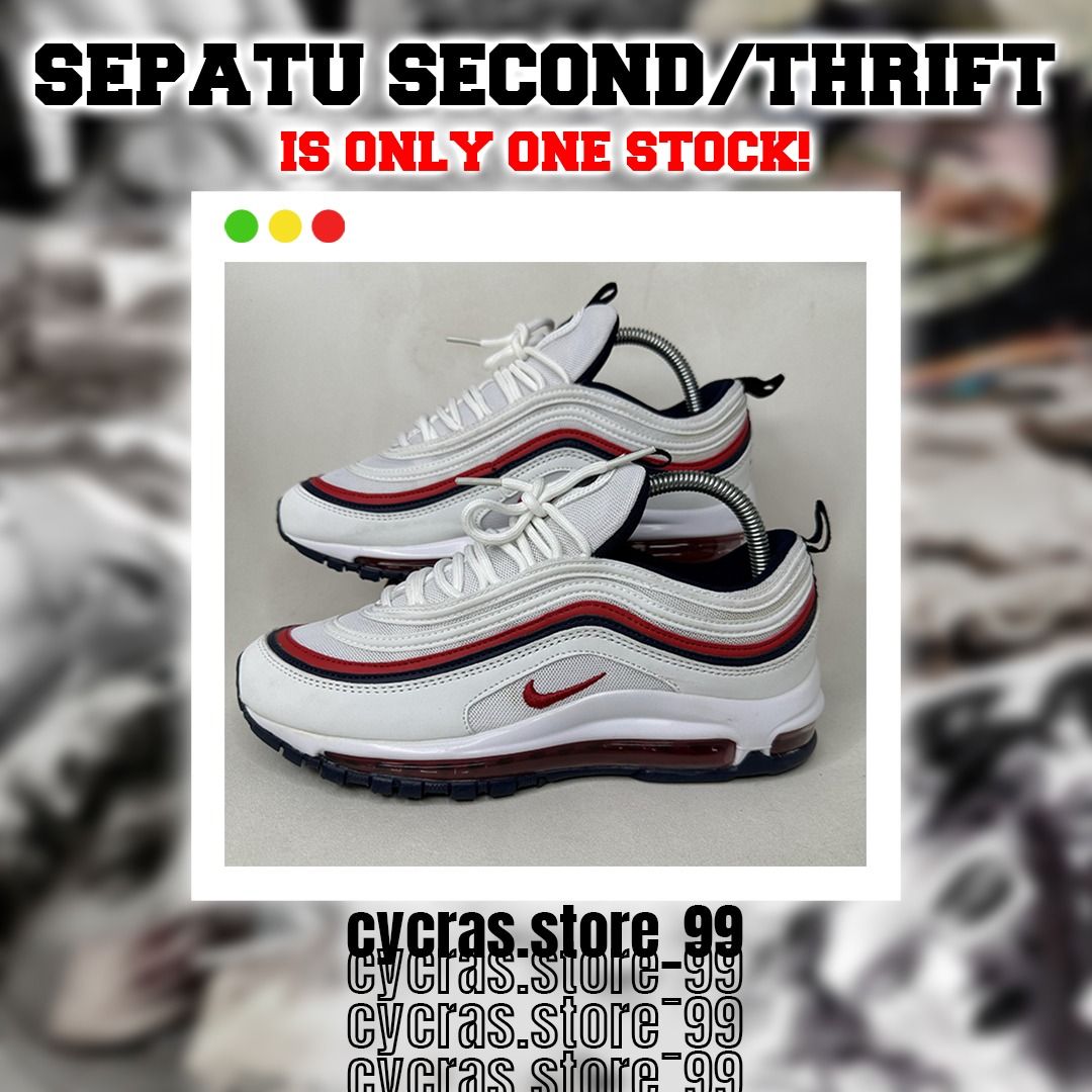 Sepatu Second Nike Air Max 97 Red Crush Blackened Blue Size 40