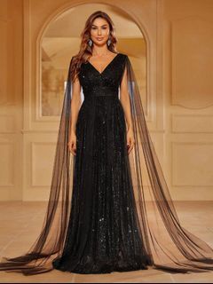 Shein Black Sequin Formal Dress Evening Gown