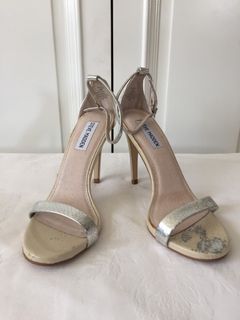 STEVE MADDEN silver sandal heels
