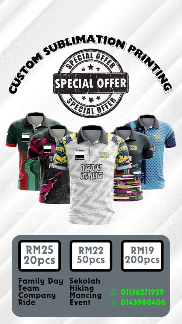 Custom Baju Sublimation Print Promo Murah