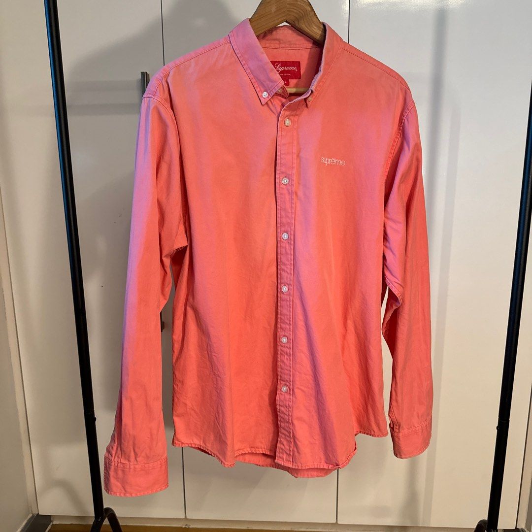 Supreme WASHED TWILL SHIRT Pink Button down