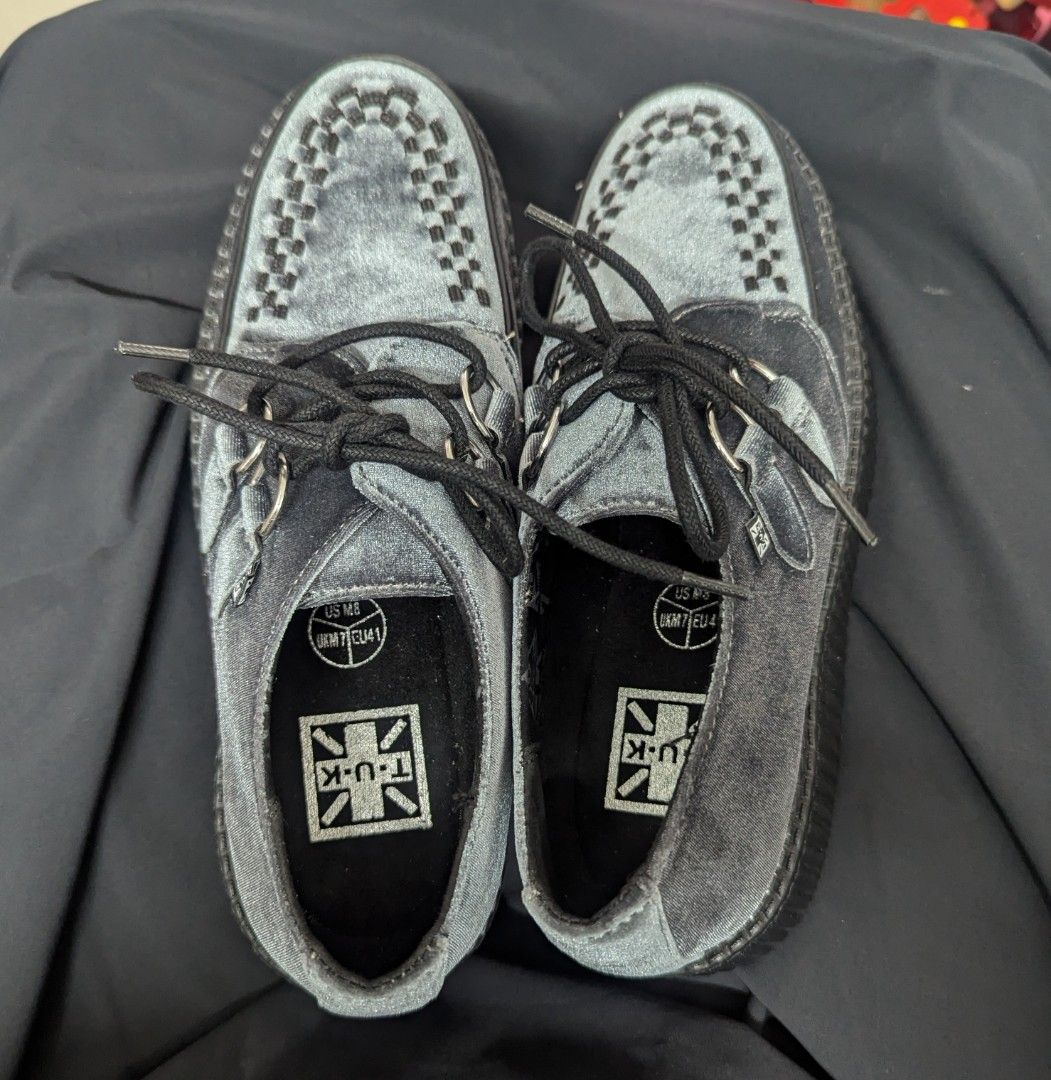 T.U.K Grey Velvet Interlace Mondo Creeper