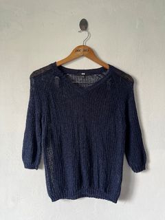 Uniqlo Washable Knitted VNeck ¾ Sleeve top