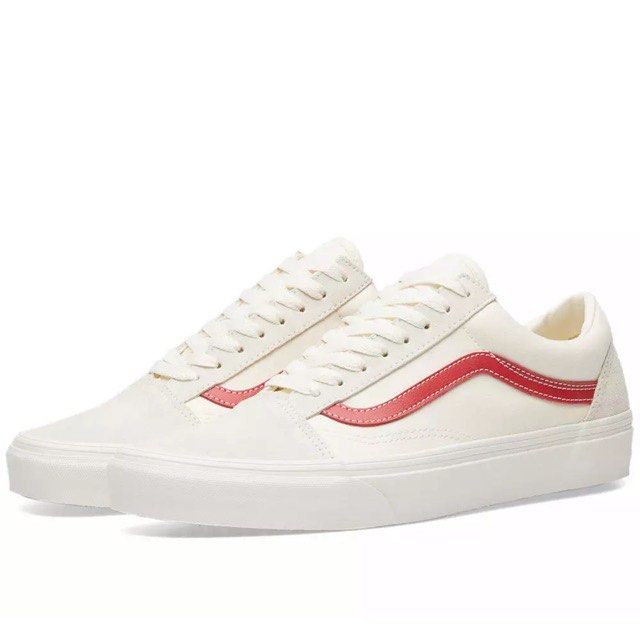 White old skool vans red stripe hotsell