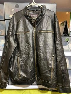 vintage guess black leather jacket