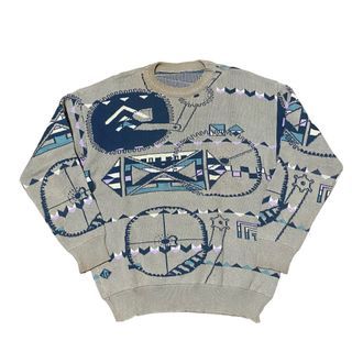 Vintage Knitted Geometry Design Sweater Shirt