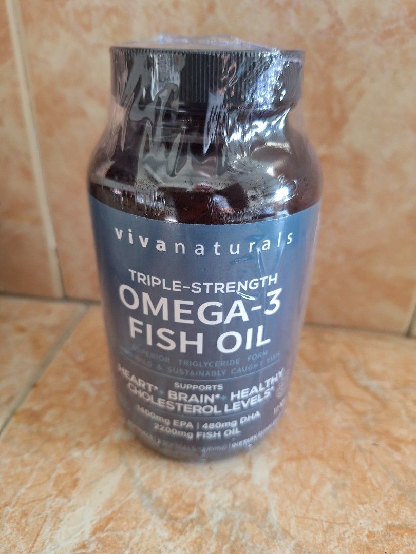 Viva Naturals Omega 3 Fish Oil Viva Naturals Triple Strength Omega-3 Fish Oil, Health & Nutrition