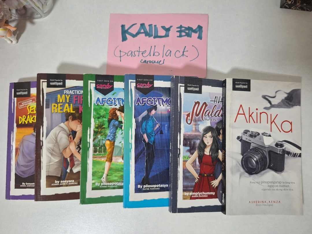WATTPAD BOOKS BUNDLE LIKE NEW! (Category: Storybooks) located in Cabuyao City. Submitted by pastelblack88 (Listing ID 1310758636, Image 1). Description: In super good condition Avah Maldita Akin Ka AFGITMOLFM 1 and 2 My First Real Kiss Seducing Drake Palma.