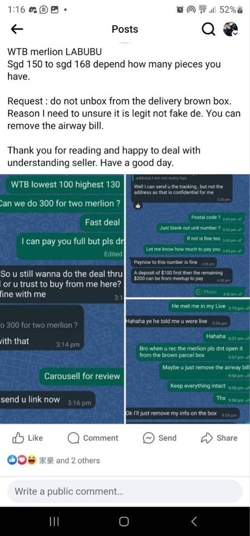 WTB Merlion Labubu merbubu popmart, Bulletin Board, Looking For on ...