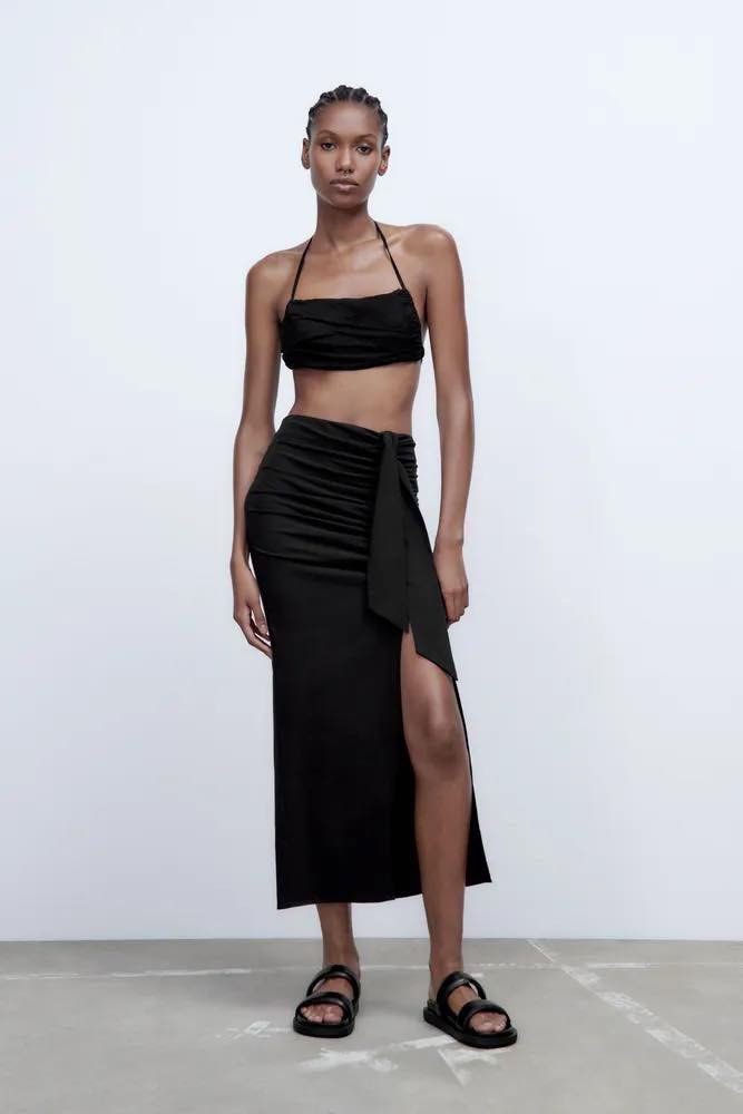 Sarong skirt with bow zara online