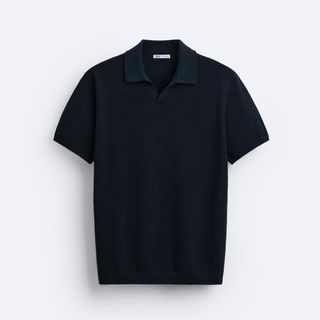 Zara Textured Knit Polo Shirt