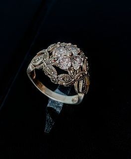 100% authentic rare vintage art deco VC 925 silver diamante negra ring