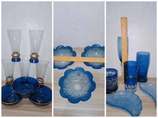 17 pcs cobalt blue/blue glass collections take all