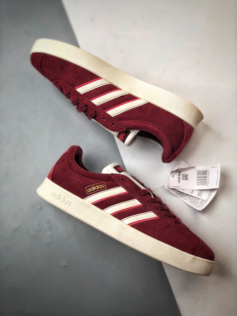 adidas VL Court Shoes Burgundy shoes, Men's Fashion
