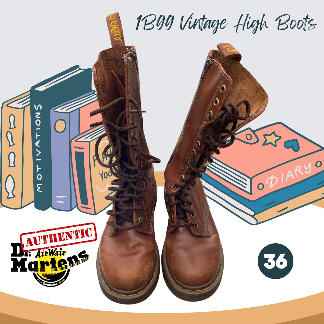 Authentic Vintage DR. MARTENS 1B99 Virginia Leather High Brown Boots Women s Fashion Footwear Boots on Carousell