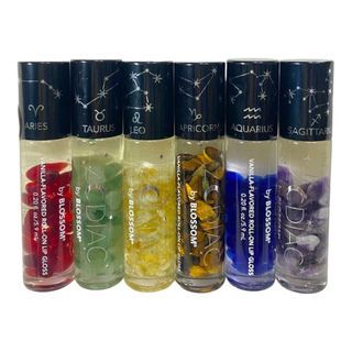 Blossom Zodiac Sign Vanilla Scented Moisturizing Roll-On Lip Gloss with Crystals 5.9mL