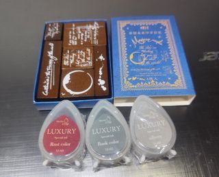 Brand new wooden stamp with water drop Luxury special ink set
