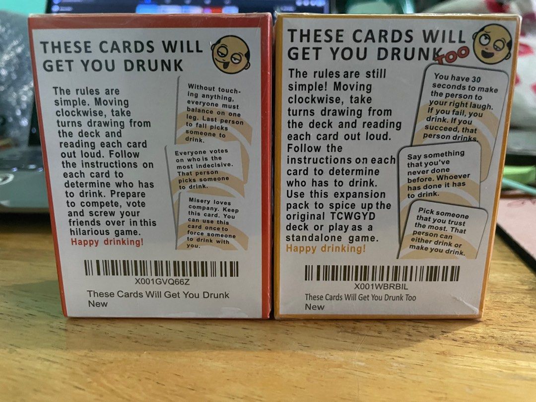 Card Games (Category: Board Games & Puzzles) located in Pasig City. Submitted by shinzoned (Listing ID 1310914066, Image 2). Description: Brand New Card Games Playing Cards Regular - P100 each Playing Cards Jumbo - P150 each These Cards will get you Drunk - P160 each .