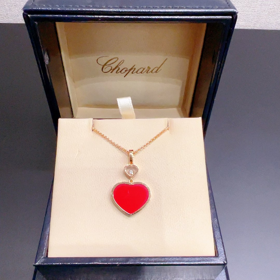 Chopard Red Happy Hearts 18K Rose Gold Carnelian And Diamond Necklace Women s Fashion Jewelry Organisers Necklaces on Carousell