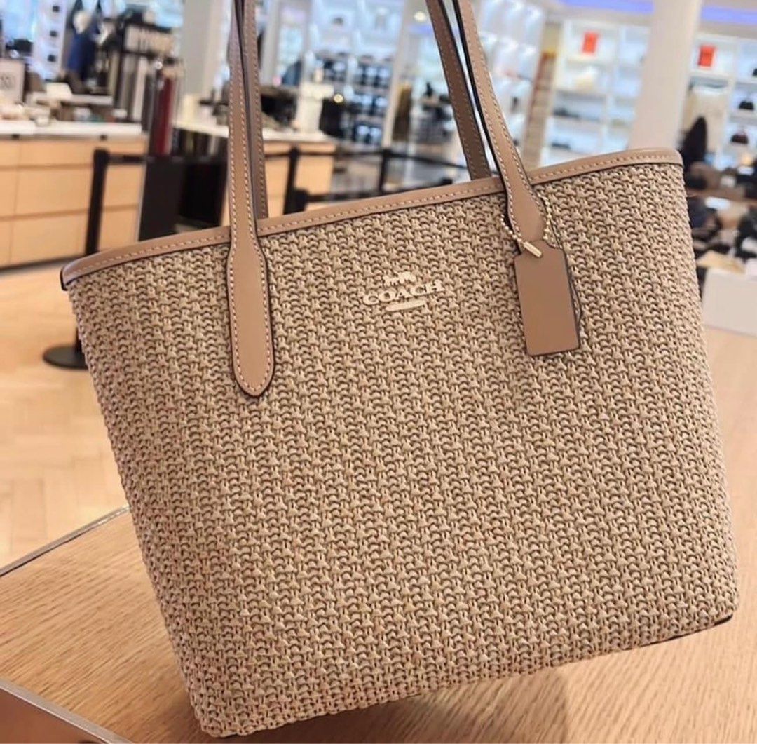 Coach Woven Shoulder Tote Bag Luxury Bags Wallets on Carousell