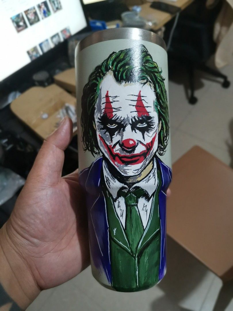 the joker tumbler (Category: Water Bottles & Tumblers) located in Bacoor. Submitted by bigdaddy1027 (Listing ID 1310882129, Image 2). Description: hand painted artwork customized tumbler watet proof design.