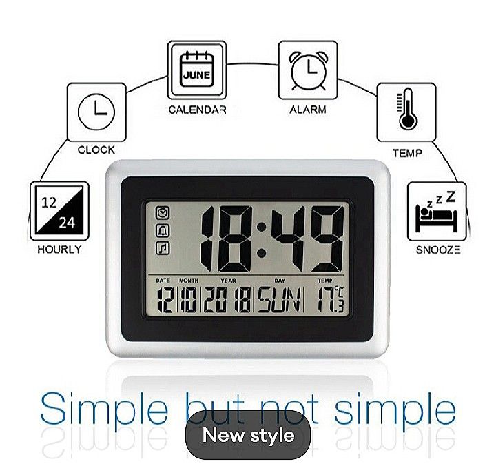 Digital Wall Clock (Category: Everything Else Others) located in Manila. Submitted by virtualtindahanipaul (Listing ID 1095690691, Image 3). Description: Digital Wall Clock Atomic Desk Alarm Large Display Battery Operated Bedroom Office Indoor Temperature (Silver) 【DIGITAL WALL CLOCK】- Easy viewing large digits time display, compact bedside clock, desk/ table clock, bedroom clock, office clock; 【RADIO CONTROLLED CLOCK】- Receiving satellite radio 