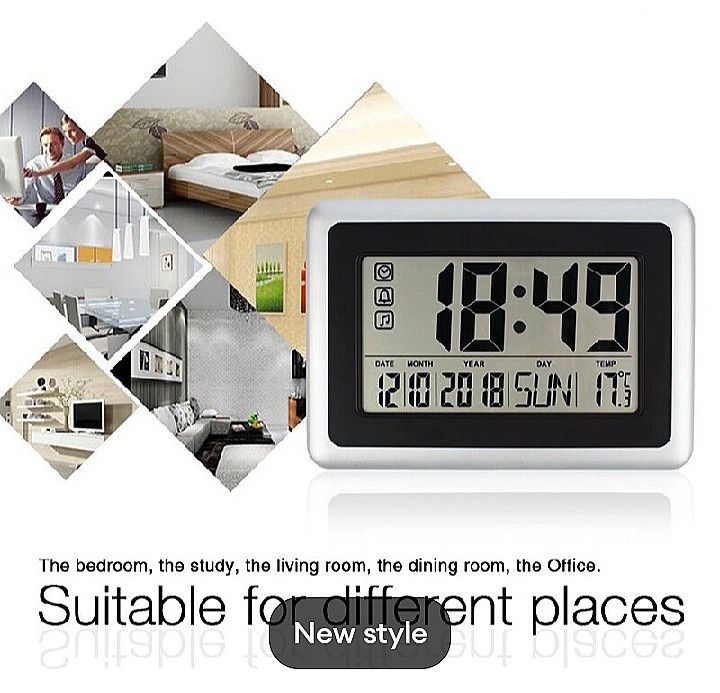 Digital Wall Clock (Category: Everything Else Others) located in Manila. Submitted by virtualtindahanipaul (Listing ID 1095690691, Image 2). Description: Digital Wall Clock Atomic Desk Alarm Large Display Battery Operated Bedroom Office Indoor Temperature (Silver) 【DIGITAL WALL CLOCK】- Easy viewing large digits time display, compact bedside clock, desk/ table clock, bedroom clock, office clock; 【RADIO CONTROLLED CLOCK】- Receiving satellite radio 