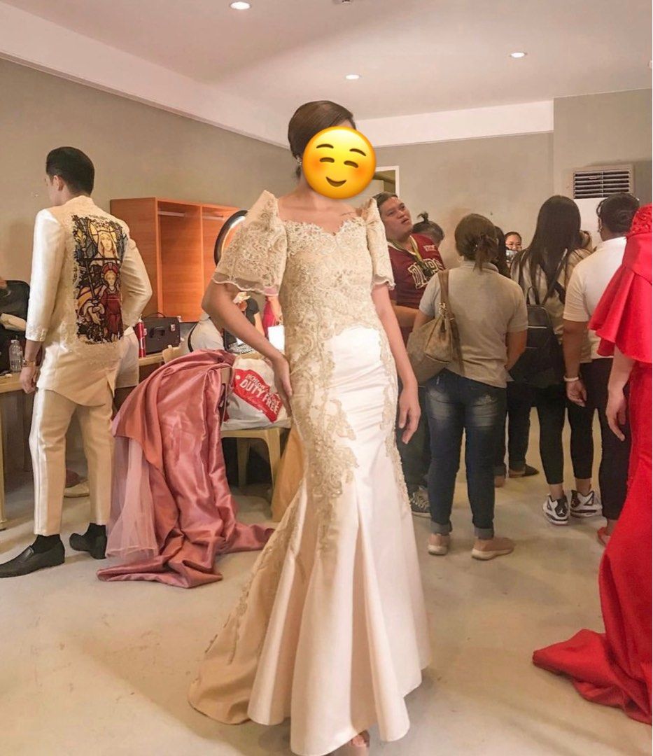 Long gown filipiniana hot sale