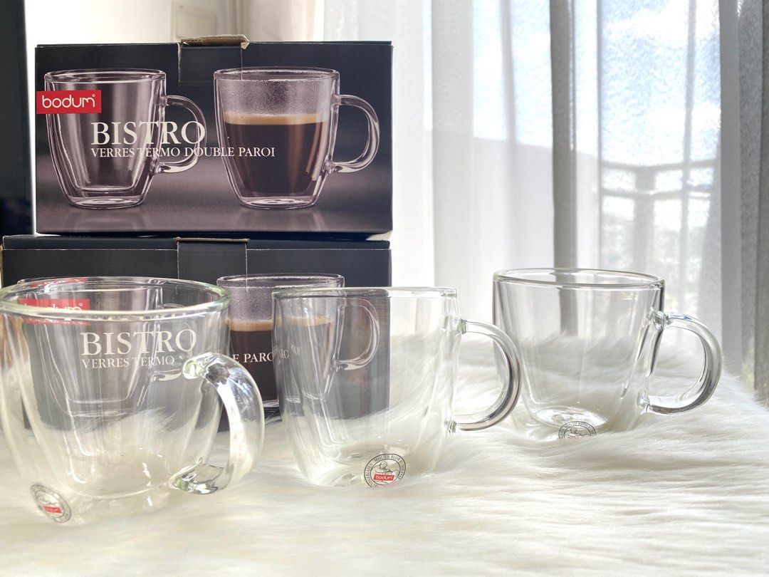 Expat Moving Out Sale BODUM BISTRO Bistro Double Wall Mug 150ml set of 3 Furniture Home Living Kitchenware Tableware Coffee Tea Tableware on Carousell