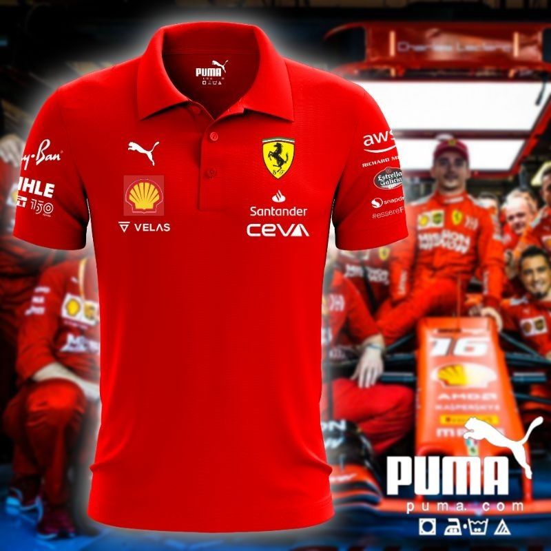 F1 2022 Scuderia Ferrari Racing Team Mens Big Size Short Sleeve Graphic Polo Collar T Shirt Men s Fashion Tops Sets Tshirts Polo Shirts on Carousell
