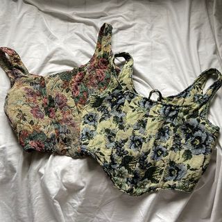 Floral jacquard corset top set