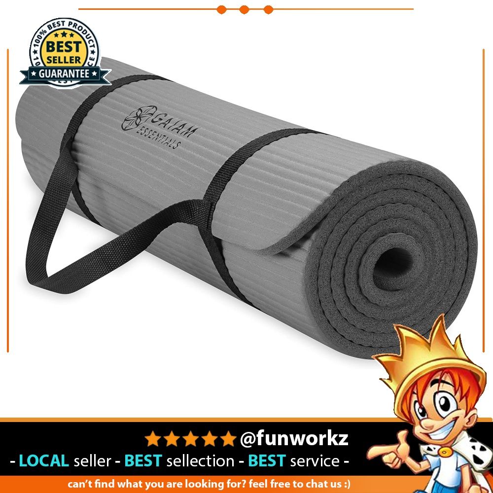 Gaiam essentials thick yoga mat fitness & exercise mat top