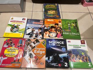 Pre-loved: Grade 2 Books (Binhi, MAPEH Adventures, My Computer, Math for Lifelong Learning, A Gift to Others, Sing, Sketch, Stretch, and Stay Healthy, English Edge, Science A Closer Look, Philippines' Pride)