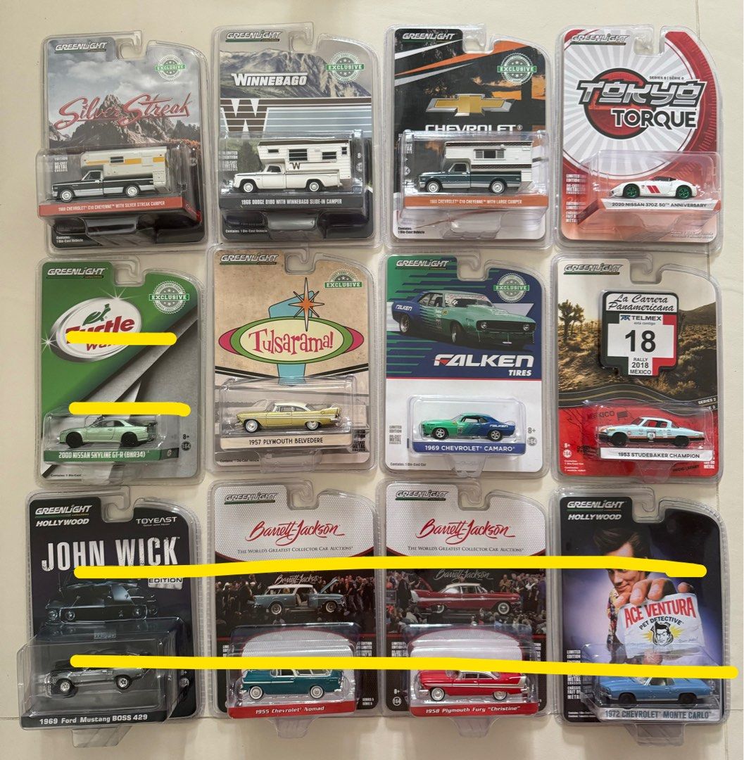 Greenlight John Wick Ford Mustang Chevrolet Camper Plymouth Nissan GTR R34  , 興趣及遊戲, 收藏品及紀念品, 明星周邊- Carousell