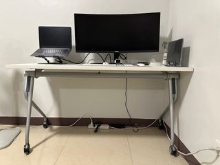 Heavy duty office computer table foldable with wheels