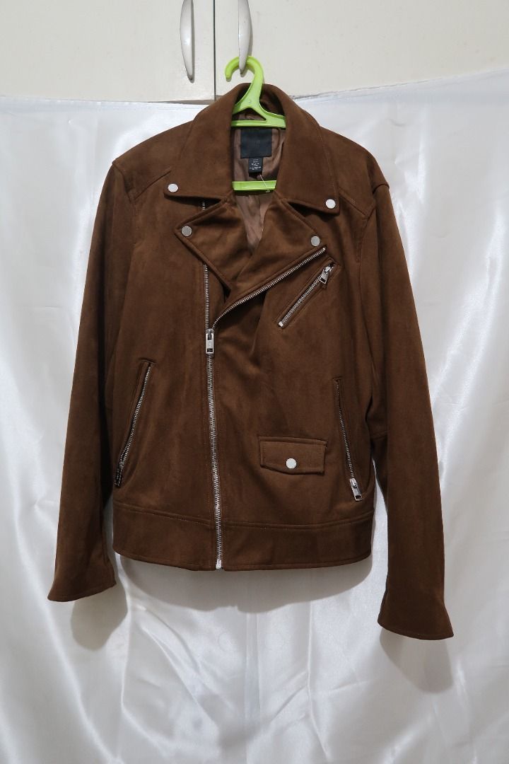 H&m mens leather biker jacket top