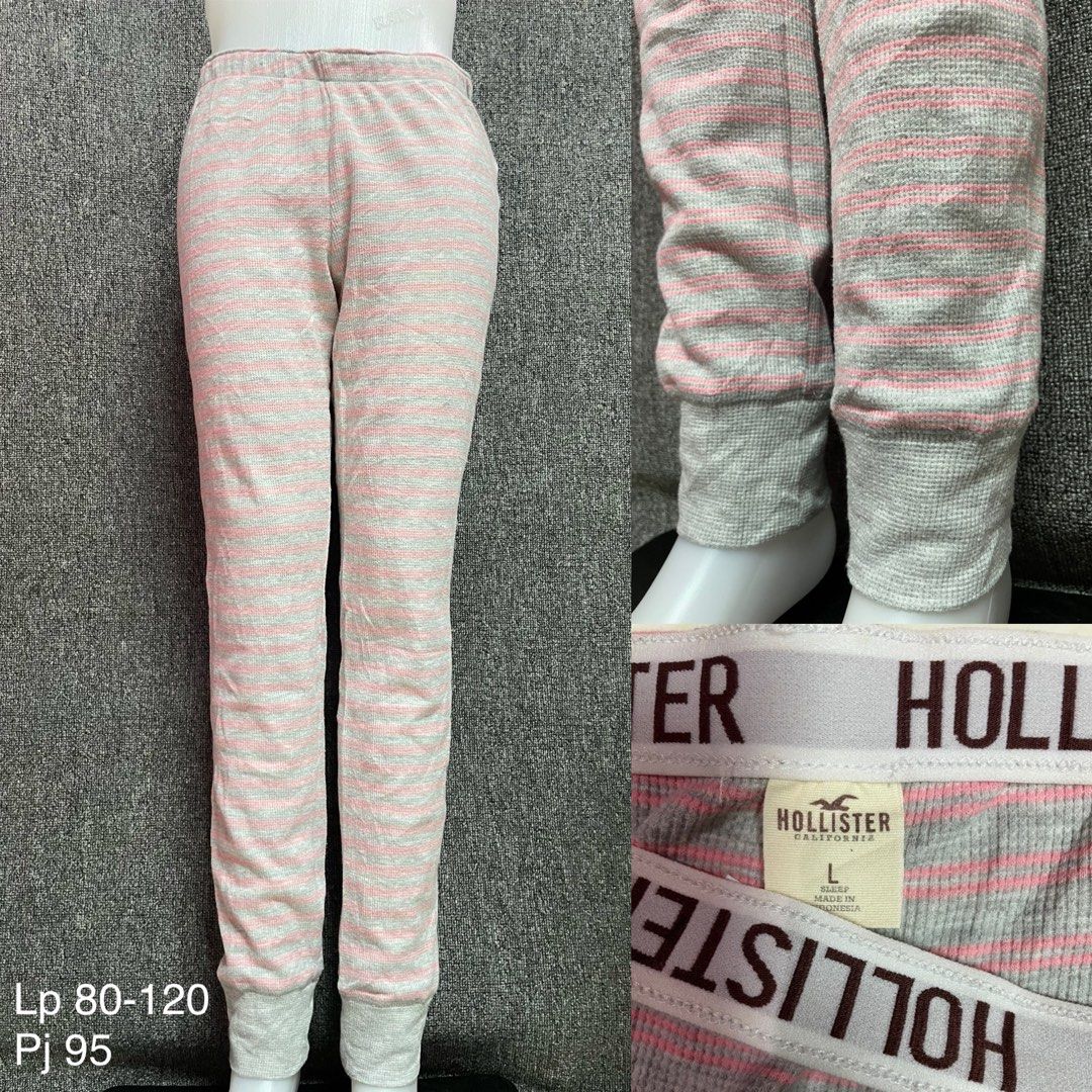 Hollister GILLY HICKS WAFFLE JOGGERS Stripe Grey Pink Fesyen Wanita Pakaian Wanita Bawahan di Carousell