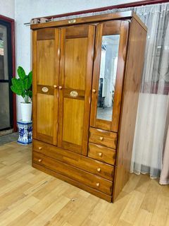 Imported Solid Wood 3 Door Wardrobe Cabinet  with Mirror from Japan