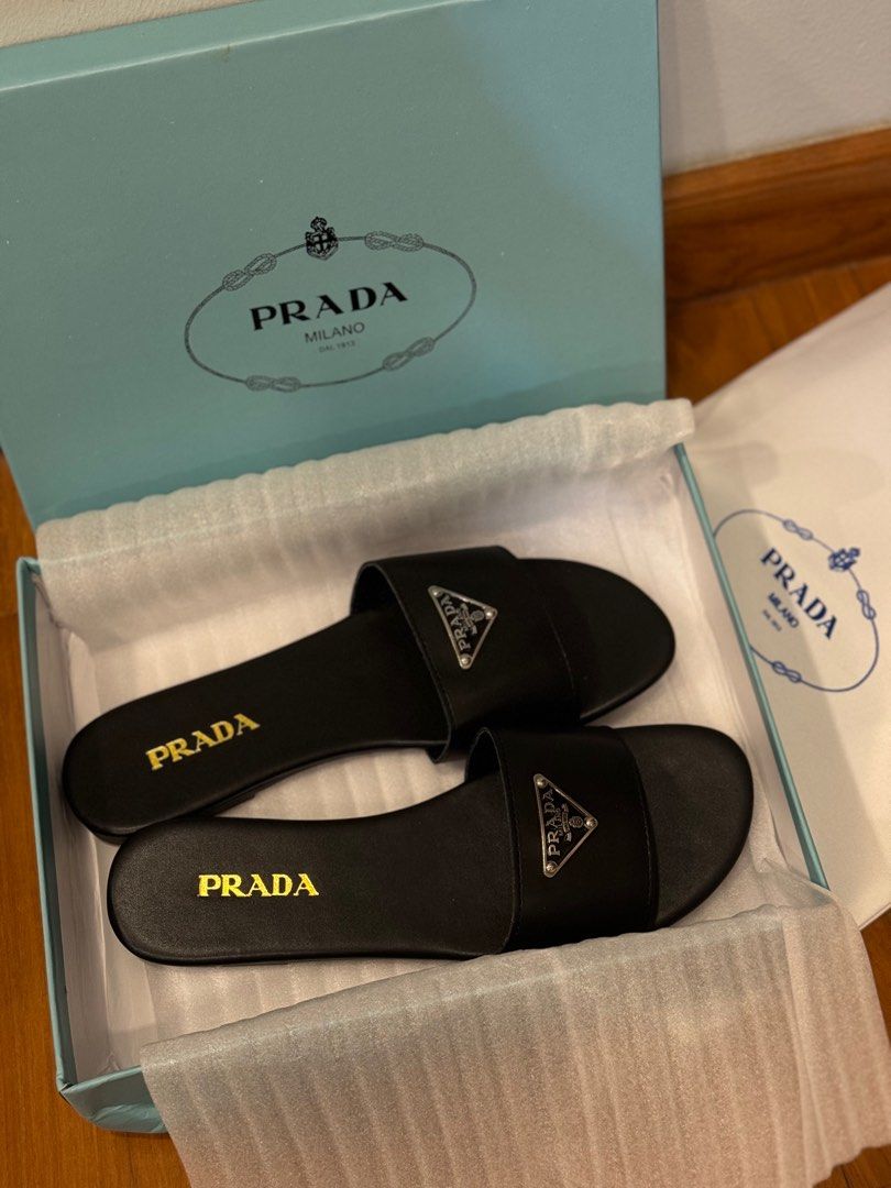 Instock Prada slides, Women's Fashion, Footwear, Flats on Carousell