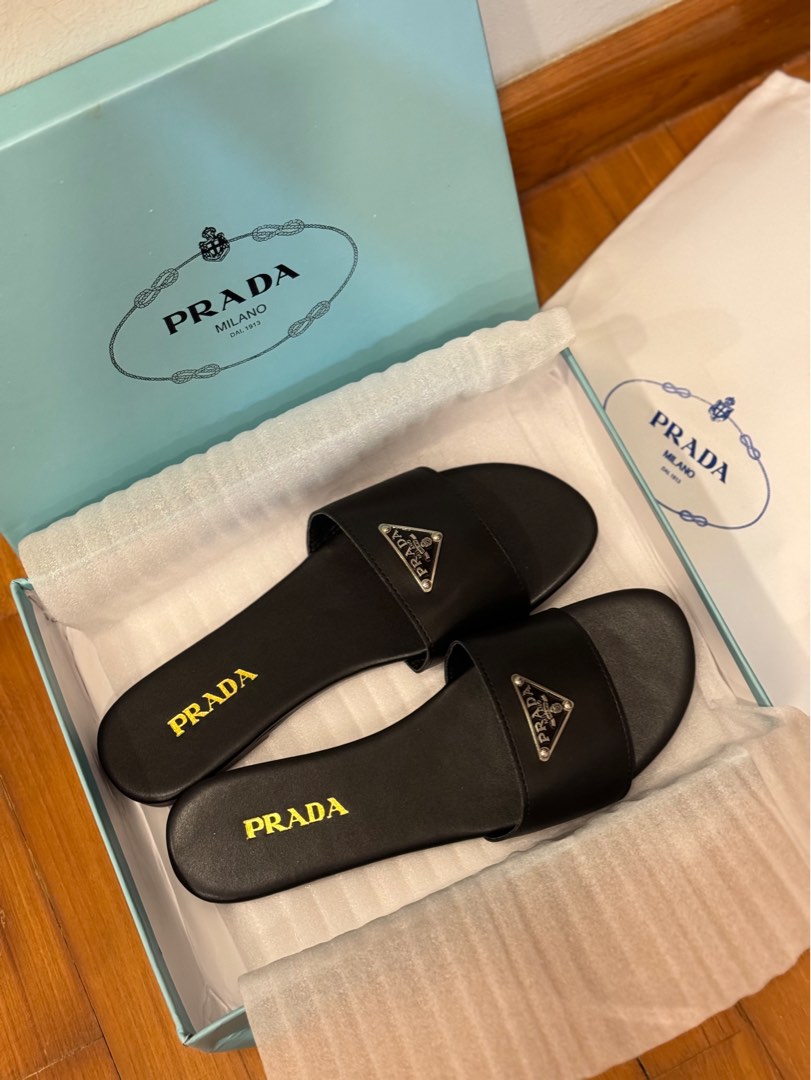 Instock Prada slides, Women's Fashion, Footwear, Flats on Carousell