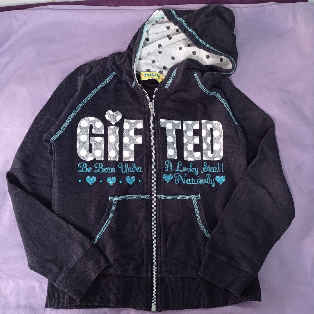 Jaket hitam hoodie zipper anak perempuan merk Sospita usia 6-9 tahun