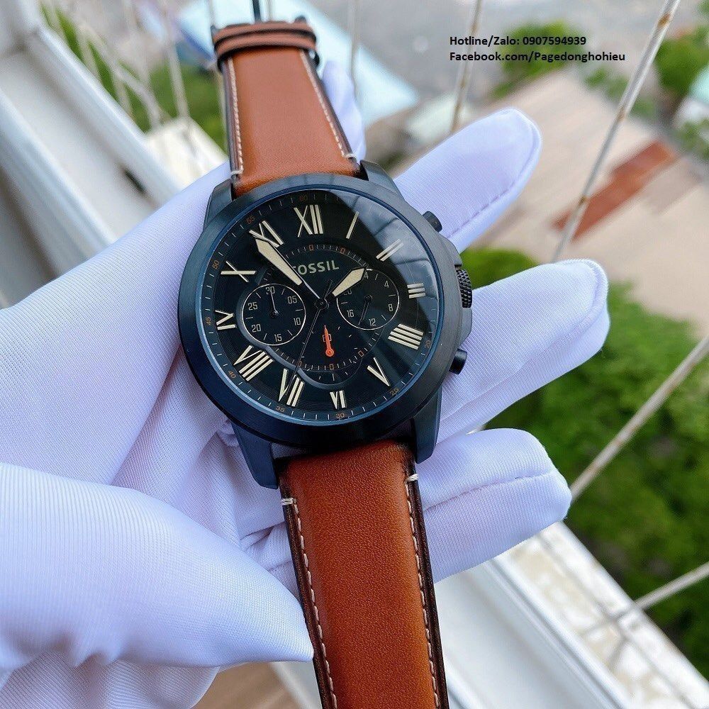 JUNE DEAL Grant Chronograph Luggage Leather Watch