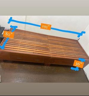 Single Size Bed Frame with Storage Made from Mahogany Wood