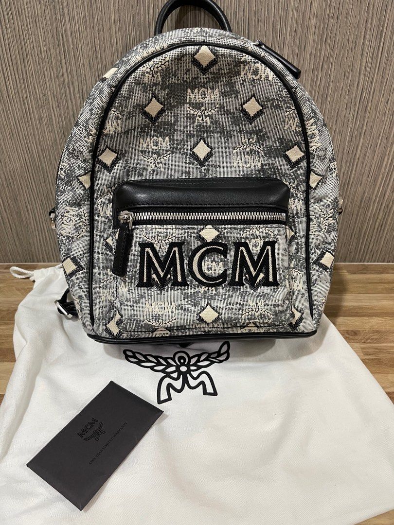 MCM GREY Vintage Jacquard backpack Luxury Bags Wallets on Carousell