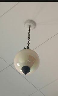 Mid Century Iridescent Globe Swag Hanging Lamp