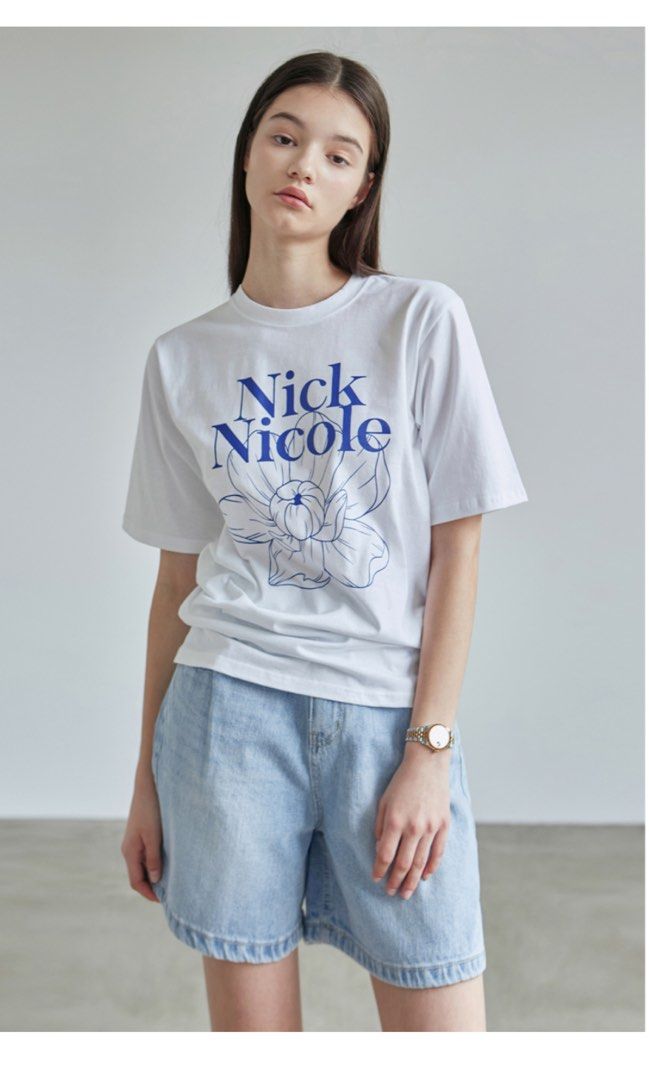 NICK&NICOLE☆FLOWER HALF TEE MUSINSA | NICK&NICOLE NICOLE FLOWER HALF TEE_GREEN