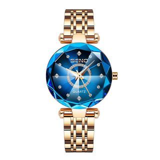 Ocean Heart Women's Quartz Watch, Fashionable Diamond-Studded Solid Steel Band, Ladies' Waterproof Watch